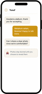 Chat screen with blur-until-revealed photo